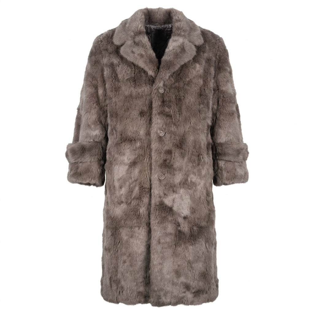 Kashani Men's Grey Rabbit Fur Trench Coat