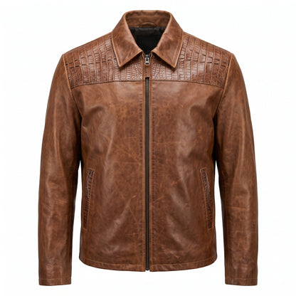 G-Gator Cognac Crocodile/Cowhide Flight Jacket