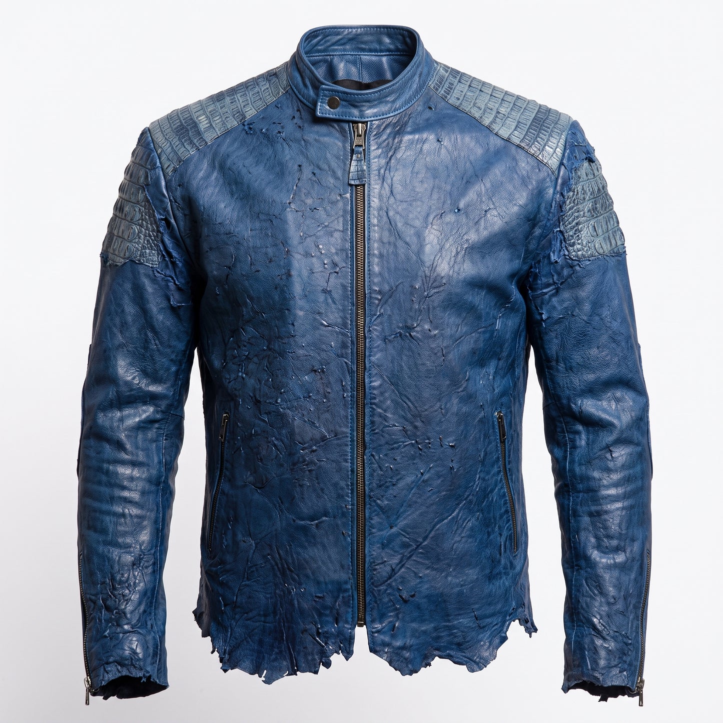 G-Gator Carolina Blue Crocodile Biker Jacket