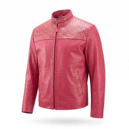 G-Gator Candy Red Crocodile Biker Jacket