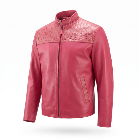 G-Gator Candy Red Crocodile Biker Jacket