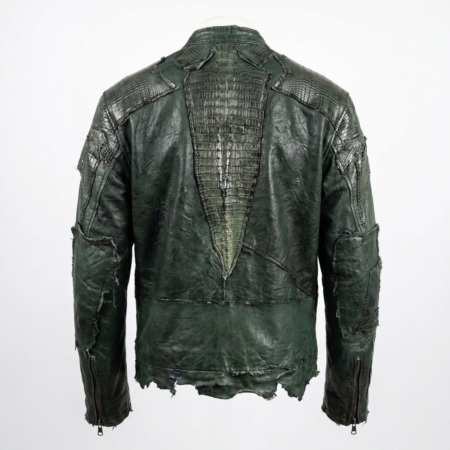 G-Gator Forest Green Crocodile/Lambskin Biker Jacket
