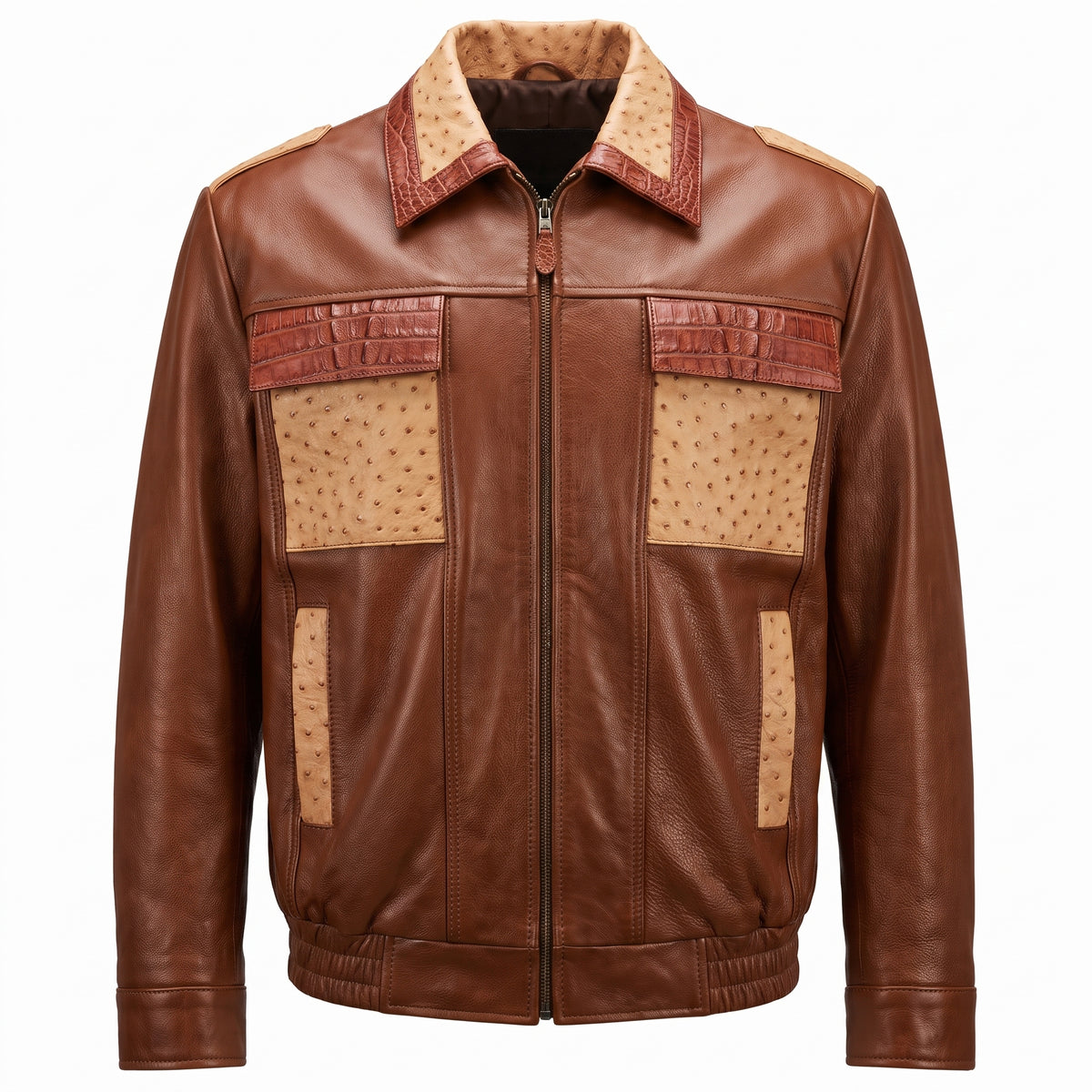 G Gator - Cognac Crocodile & Ostrich Skin Jacket