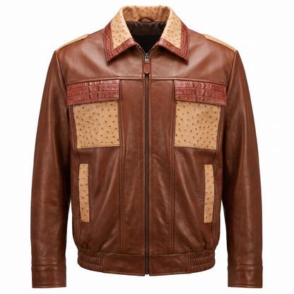 G Gator - Cognac Crocodile & Ostrich Skin Jacket