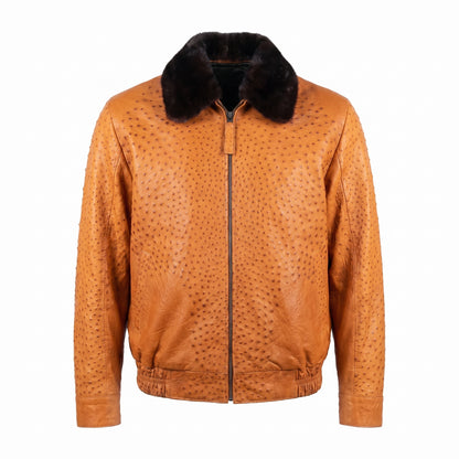 G-Gator - 2230 All-Over Ostrich Quill Jacket w/ Fur Collar