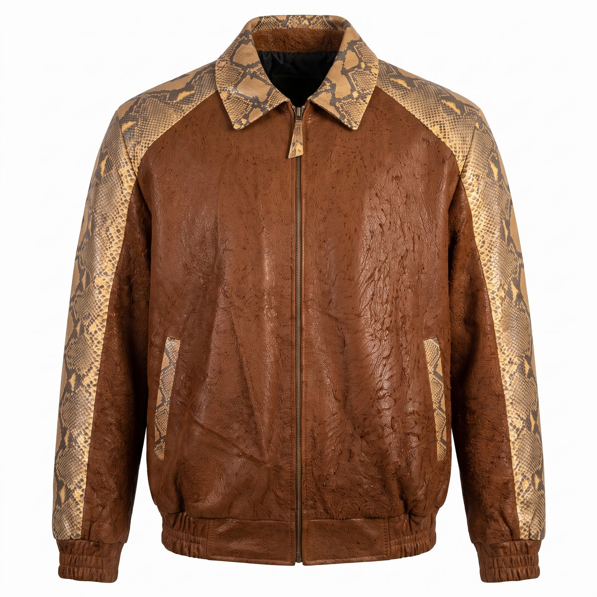 G-Gator Natural Diamond Back Snake/Suede Bomber Jacket