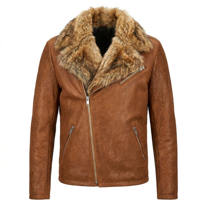 Kashani Whiskey Coyote Rough Suede Moto Biker Jacket