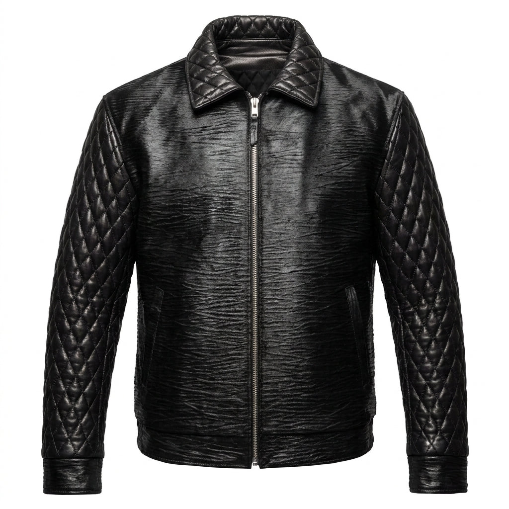 Kashani Midnight Black Quilted Full Pony Bomber Jacket