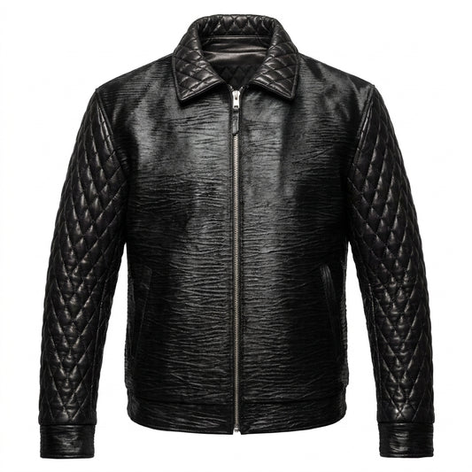 Kashani Midnight Black Quilted Full Pony Bomber Jacket