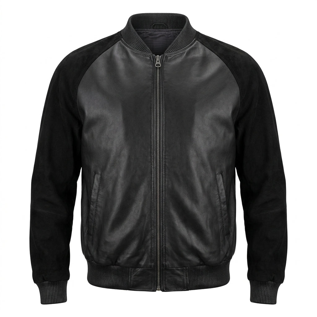 Jakewood Blackout Suede Lamb Classic Bomber Jacket
