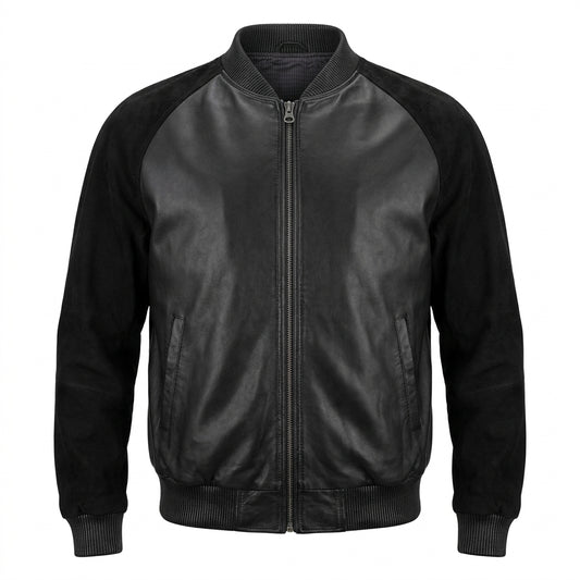 Jakewood Blackout Suede Lamb Classic Bomber Jacket