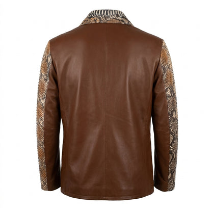 Kashani Natural Python Button Up Leather Jacket