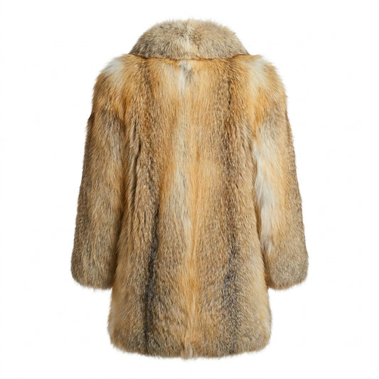 Kashani Men's Golden Island Fox Full Length Fur Coat