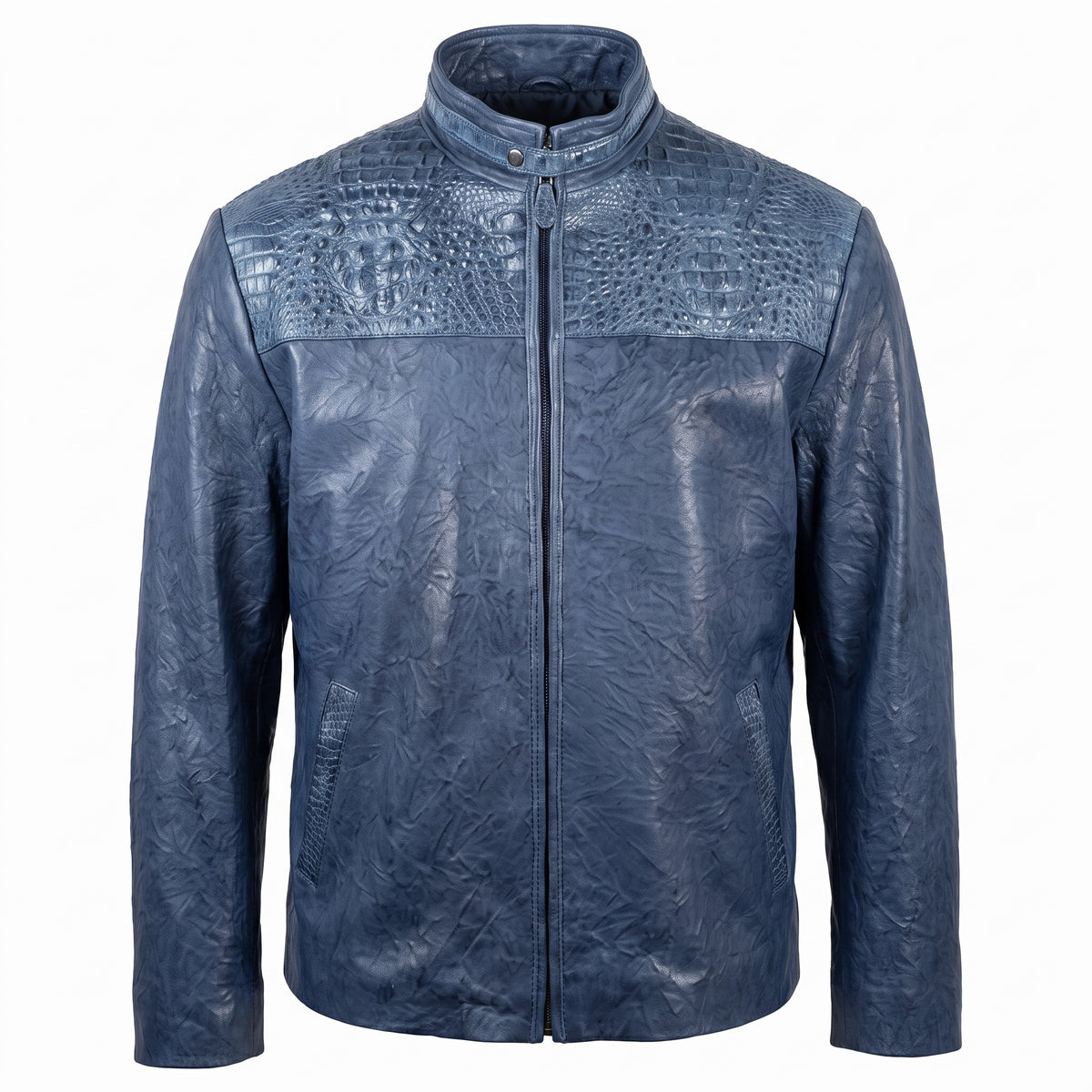 G Gator - Blue Horn Back Crocodile and Lambskin Jacket