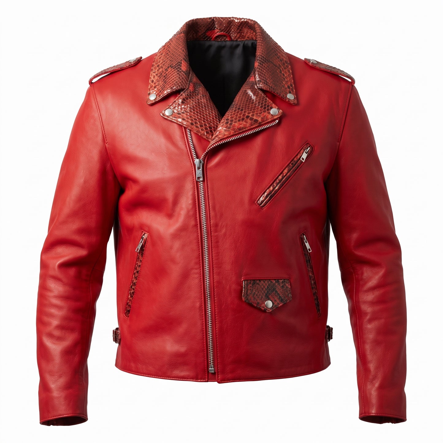 G-Gator Candy Red Diamond Back Python Biker Jacket