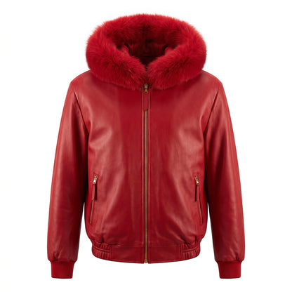 G-Gator Candy Red Fox/Lambskin Bomber Jacket