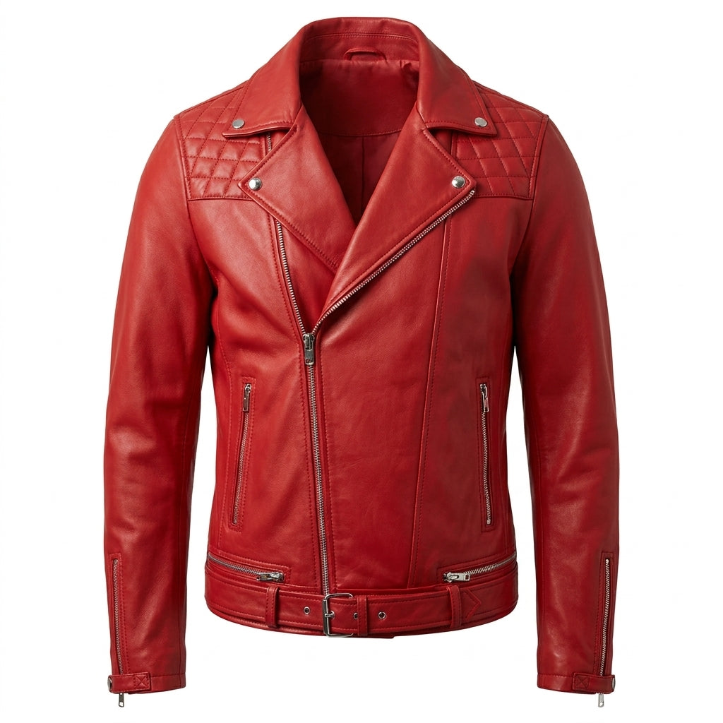 Mason & Cooper Red Astor Biker Jacket