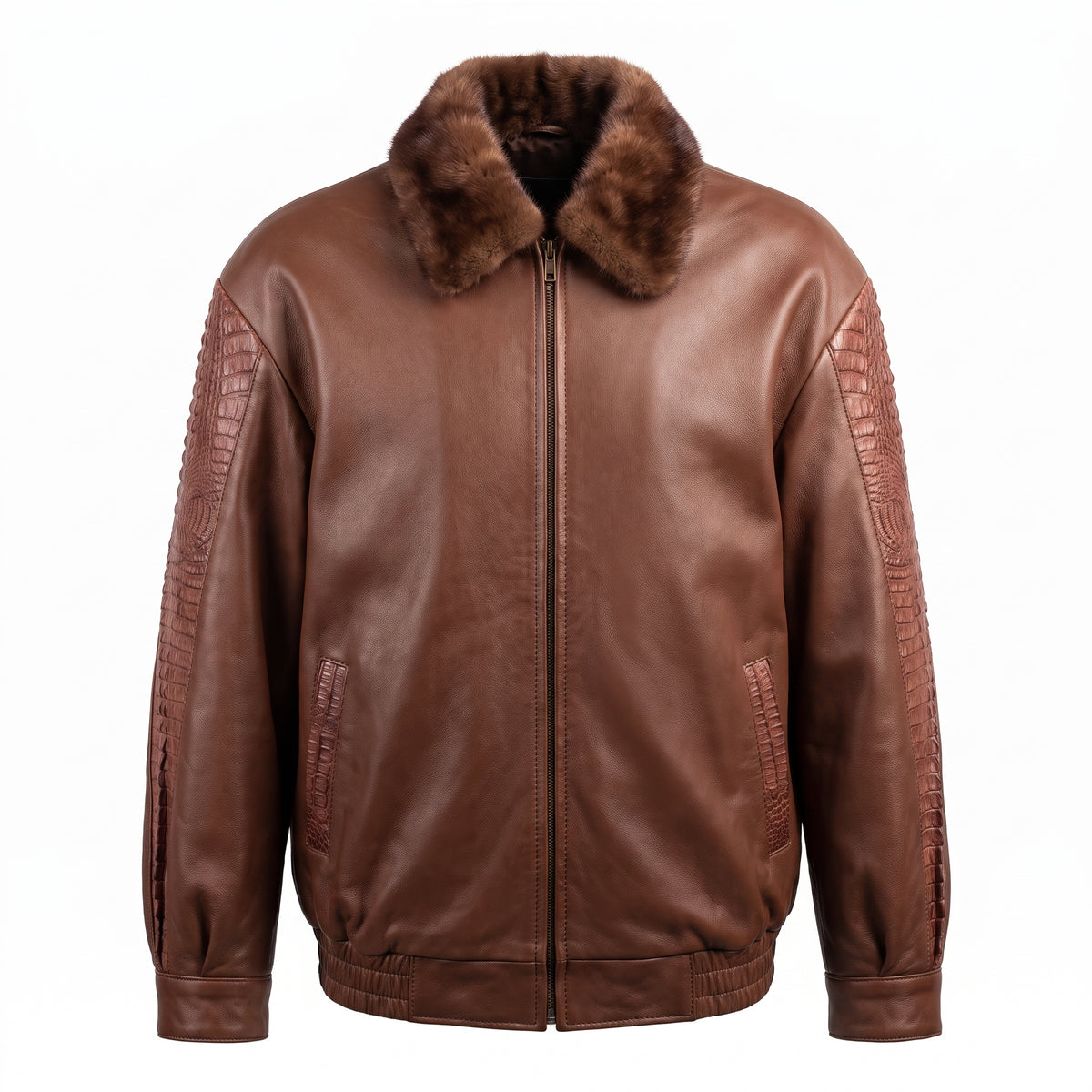 G Gator - Lambskin and Crocodile Jacket with Mink Collar