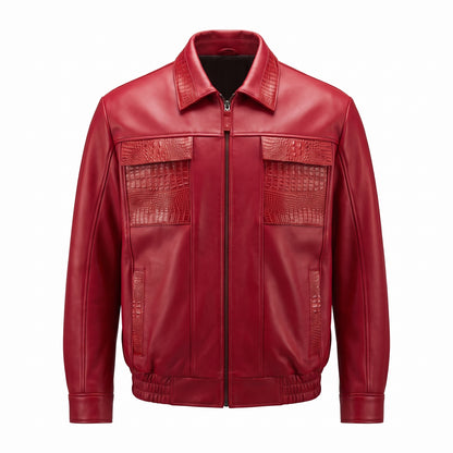 G-Gator Candy Red Alligator/Lambskin Bomber Jacket