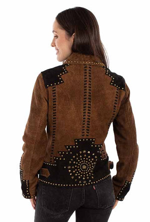 Scully Women's Brown / Black Suede Studded Western Jacket - Dudes Boutique