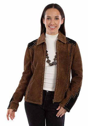 Scully Women's Brown / Black Suede Studded Western Jacket - Dudes Boutique