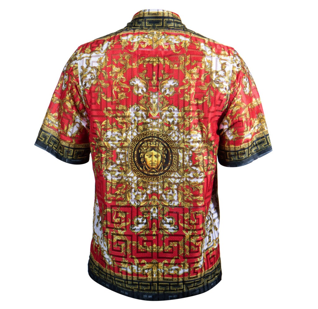 Prestige Lace Linen Red Medusa Button Up Shirt - Dudes Boutique