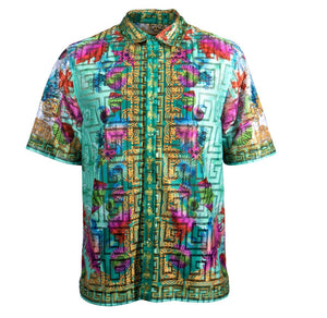 Prestige Lace Linen Sea Shell Mint Button Up Shirt - Dudes Boutique