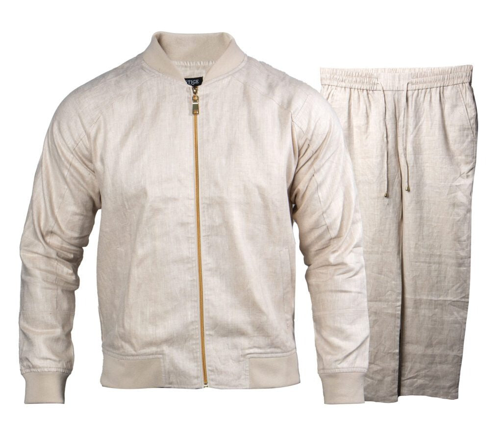 Prestige Oatmeal Linen Jogger Set - Dudes Boutique