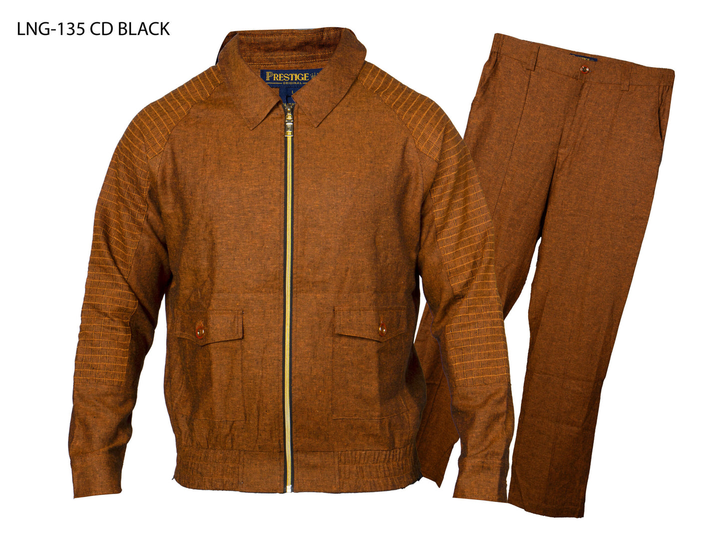 Prestige Brown Linen Zip-Up Jacket & Pant Set - Dudes Boutique