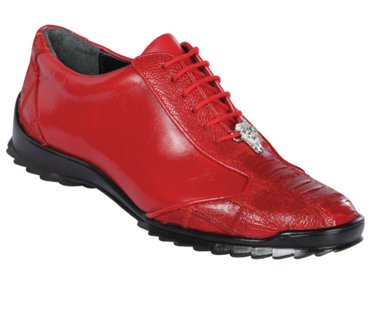 Los Altos Red Ostrich Leg Lace Up Sneakers - Dudes Boutique