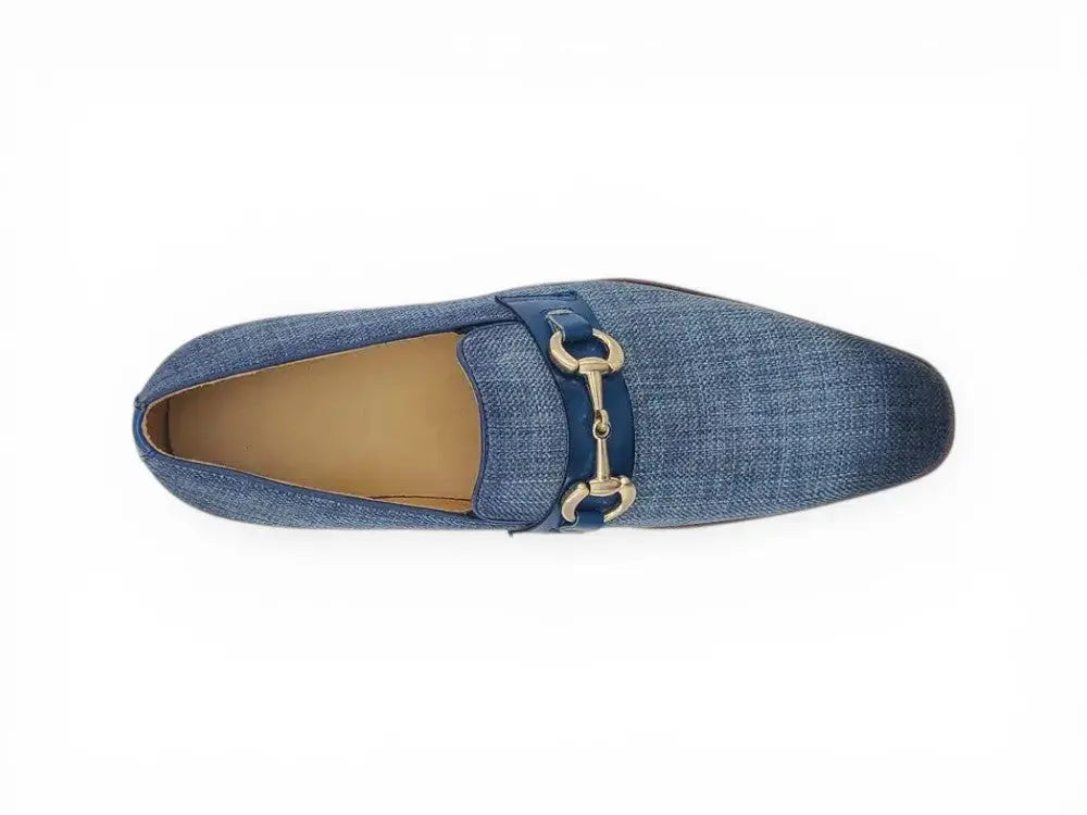 Linen Loafer With Gold Tone Buckle