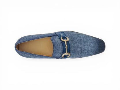 Linen Loafer With Gold Tone Buckle