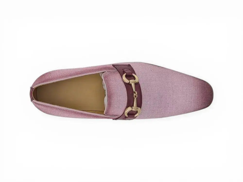 Linen Loafer With Gold Tone Buckle