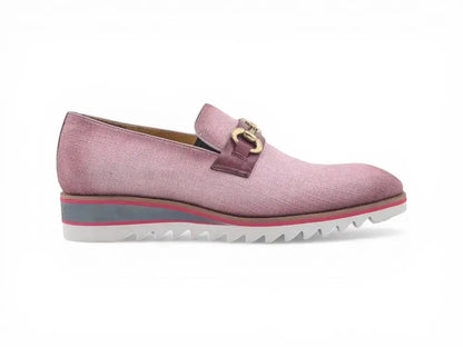 Linen Loafer With Gold Tone Buckle