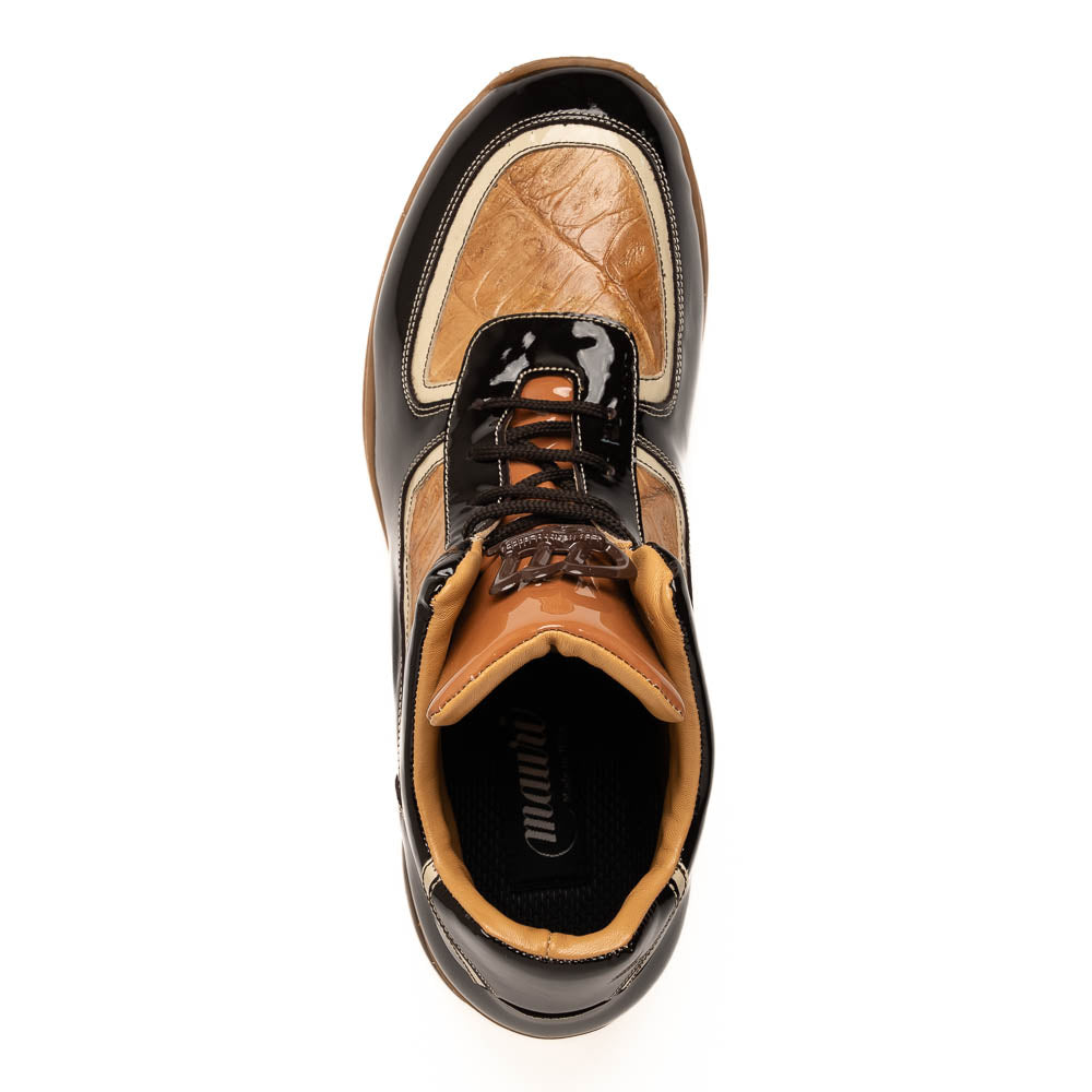 Mauri M797 Rust & Champagne Baby Croc / Patent Leather Sneakers - Dudes Boutique