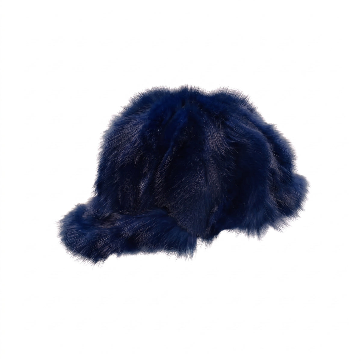 Kashani Navy Diamond Cut Fox Fur Baseball Hat
