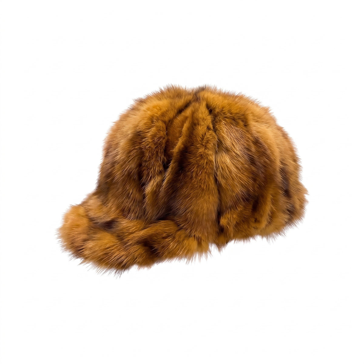 Kashani Cognac Diamond Cut Fox Fur Baseball Hat