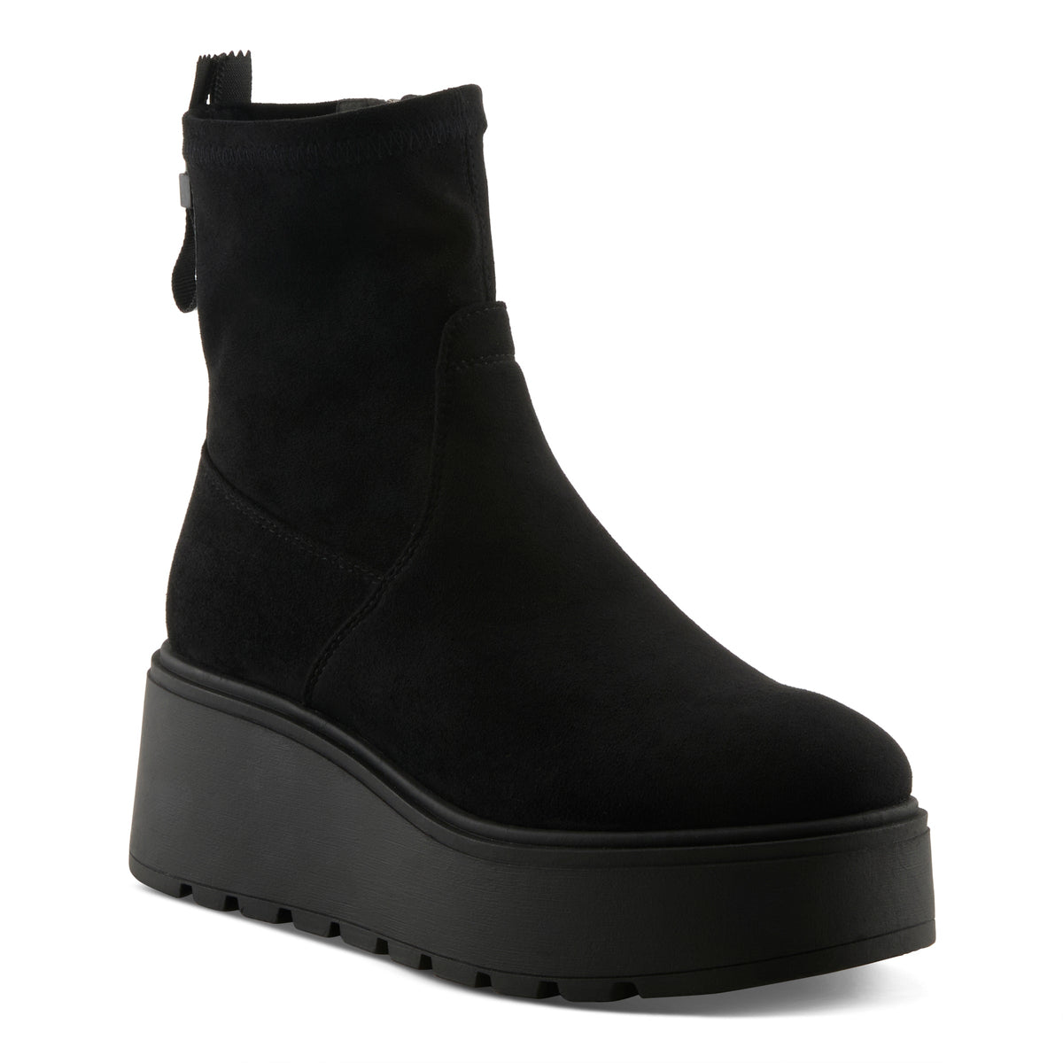 Azura Melovessa black microsuede wedge ankle boot