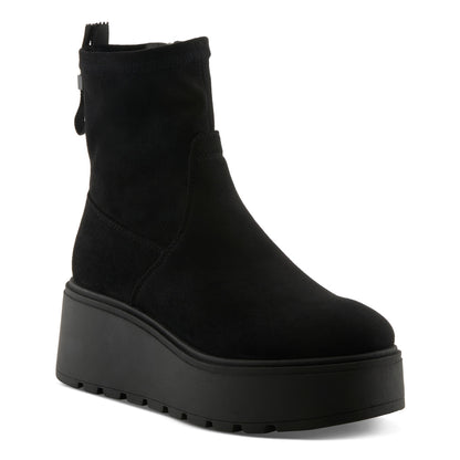 Azura Melovessa black microsuede wedge ankle boot