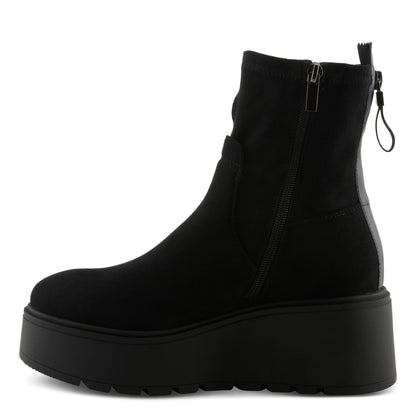 Azura Melovessa black microsuede wedge ankle boot