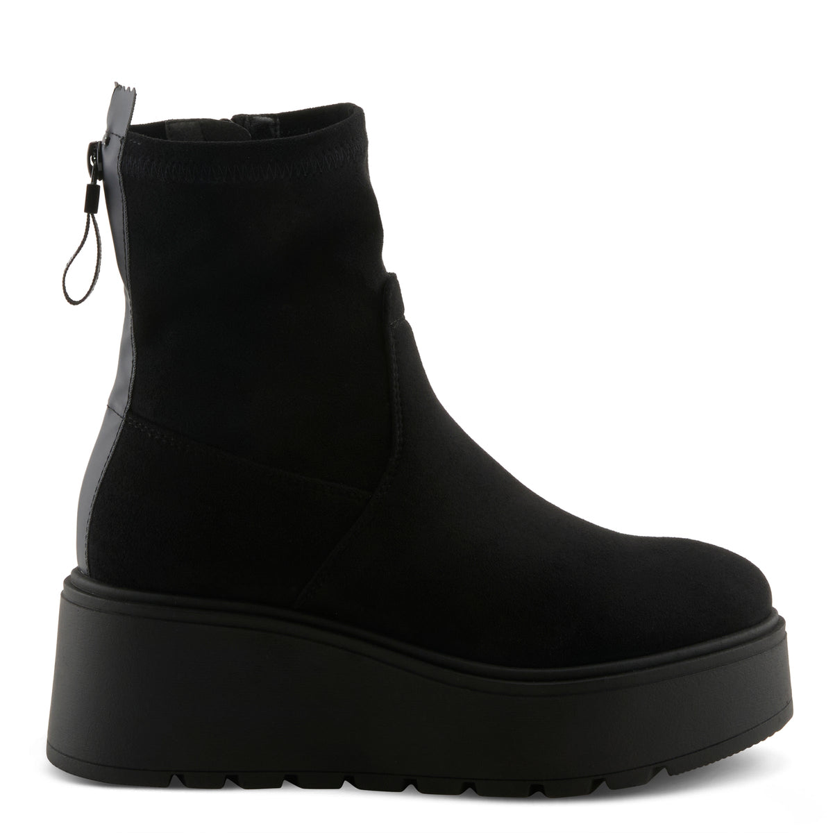 Azura Melovessa black microsuede wedge ankle boot