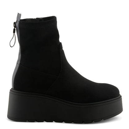 Azura Melovessa black microsuede wedge ankle boot