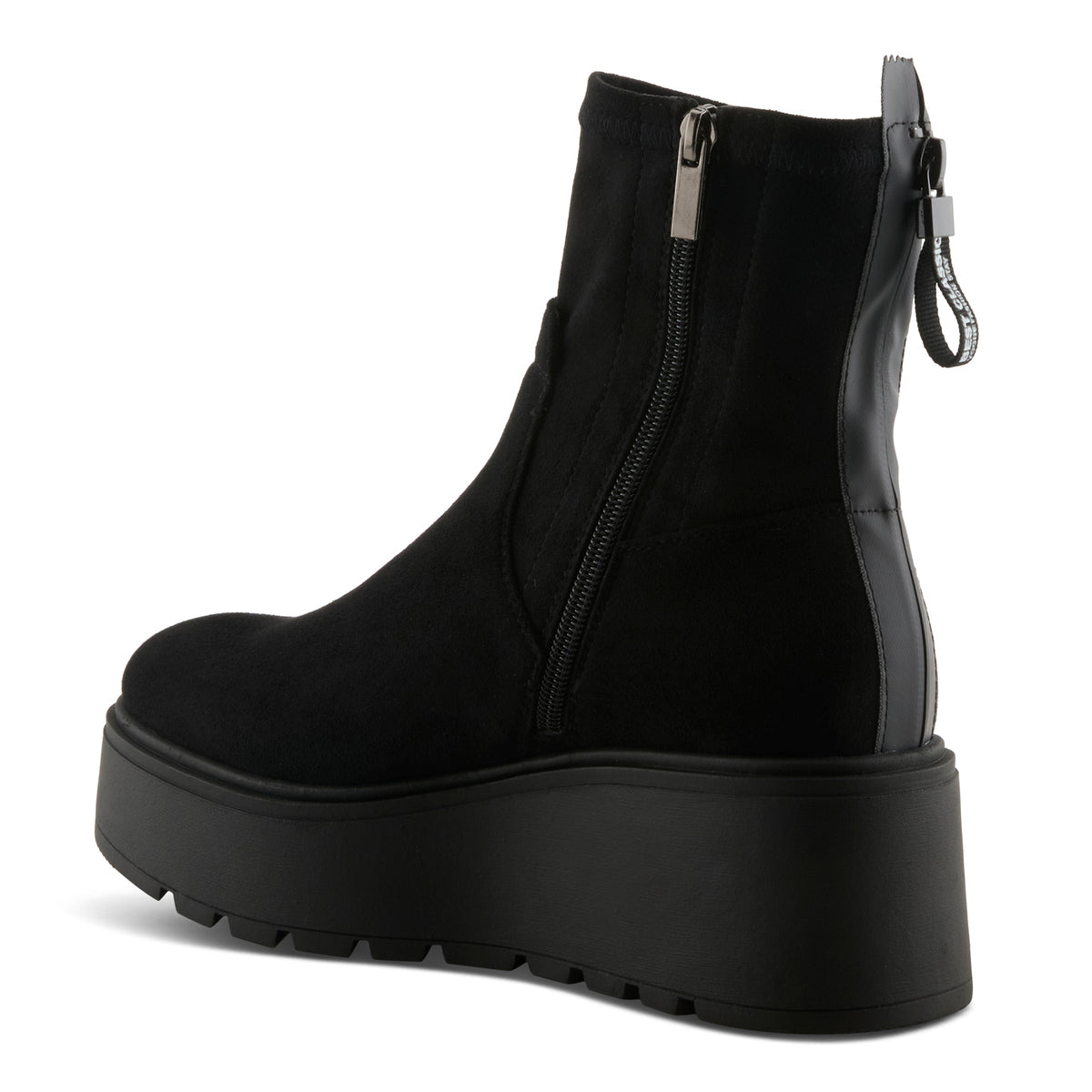 Azura Melovessa black microsuede wedge ankle boot