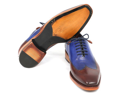 Paul Parkman Men's Wingtip Oxford Goodyear Welted Blue & Brown