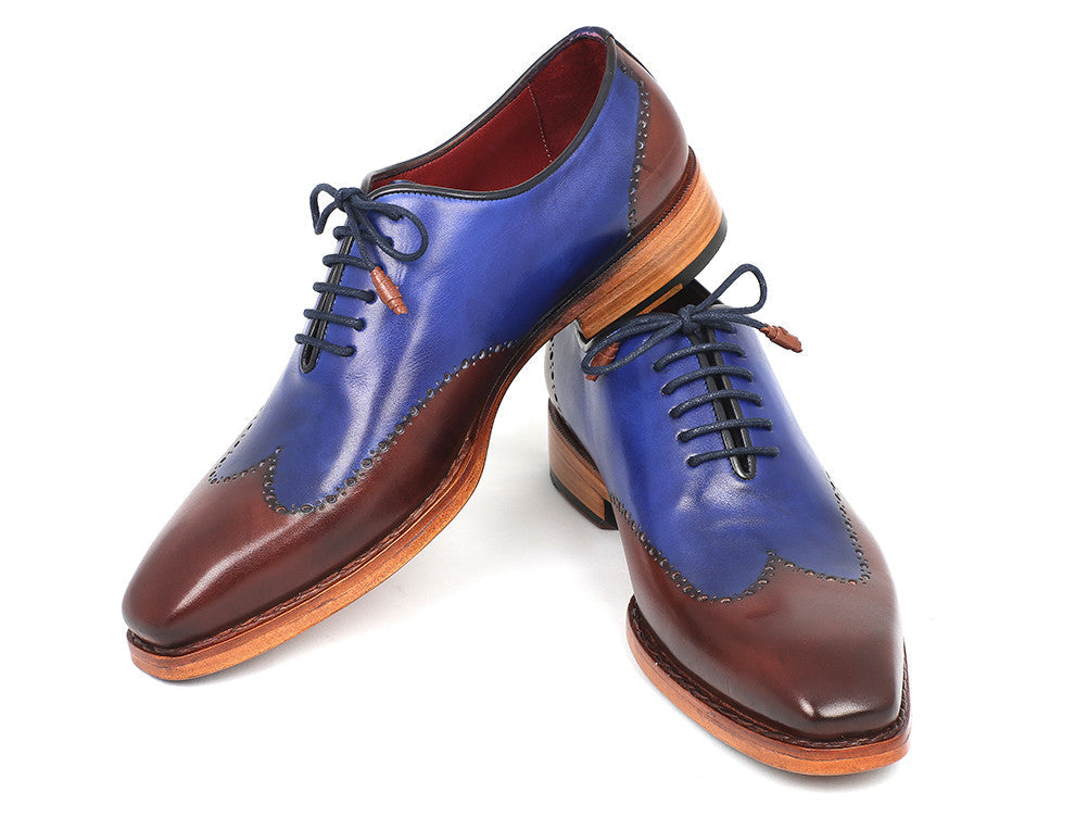Paul Parkman Men's Wingtip Oxford Goodyear Welted Blue & Brown