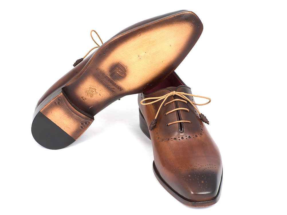 Paul Parkman Men's Brown & Camel Medallion Toe Oxfords