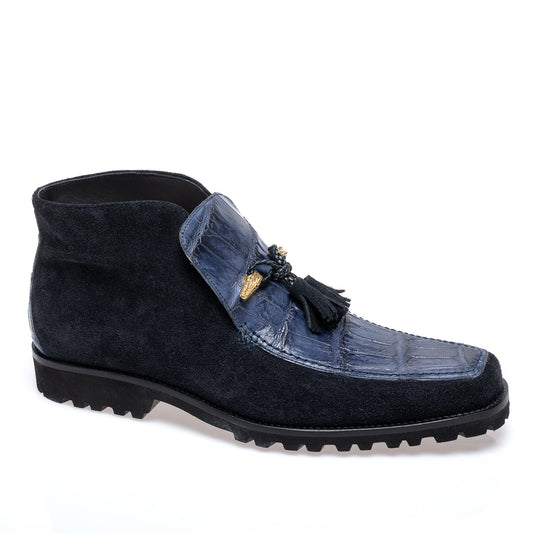 Mauri 3045/4 Suede / Alligator Hand Painted Slip On Ankle Boots Wonder Blue