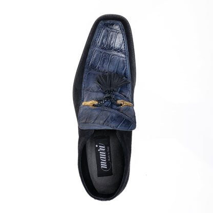 Mauri 3045/4 Suede / Alligator Hand Painted Slip On Ankle Boots Wonder Blue