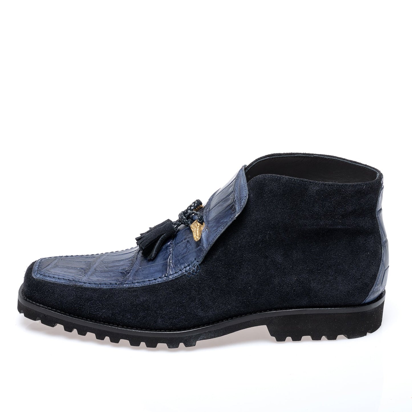 Mauri 3045/4 Suede / Alligator Hand Painted Slip On Ankle Boots Wonder Blue