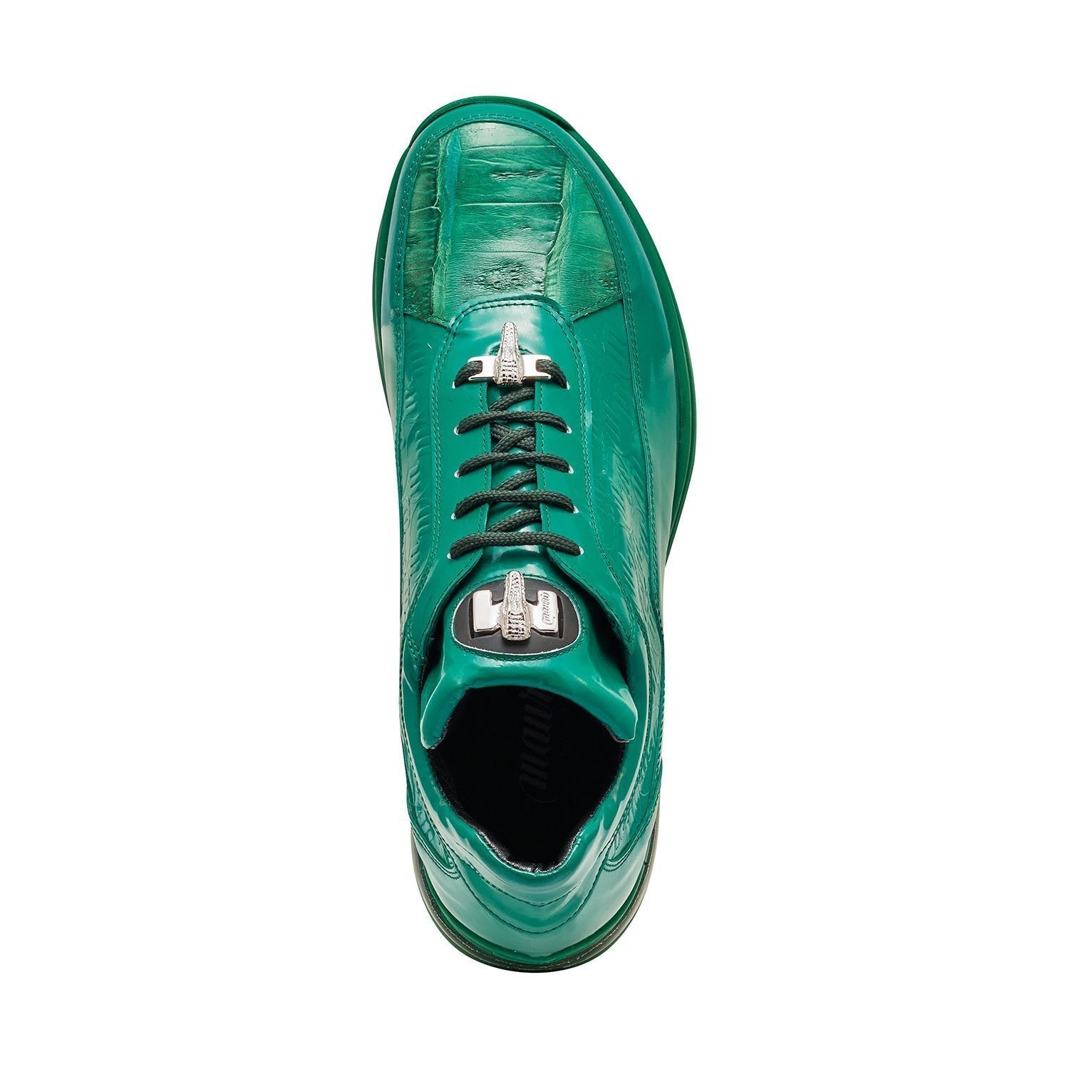 Mauri 8900-2 Bubble Patent Leather Embossed Baby Croc Sneakers Leaf Green - Dudes Boutique